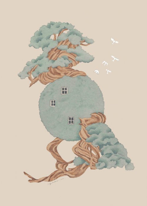 ポスター　"浮遊する木からなる家"